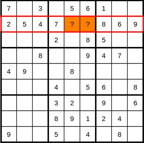 Sudoku mit zwei offenen Feldern